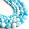 Natuursteen - blauw/witte jade - losse ronde kralen - voor het maken van sieradenHeren sierraden