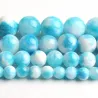 Natuursteen - blauw/witte jade - losse ronde kralen - voor het maken van sieradenHeren sierraden