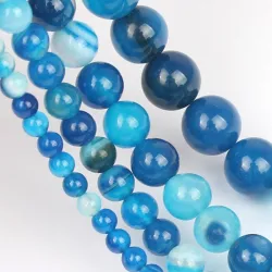 Natuursteen - blauwe agaat - losse ronde kralen - voor het maken van sieradenHeren sierraden