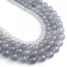 Natural stone - grey ice chalcedony jades - loose round beads - for jewelry makingMen's Jewellery