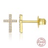 Small stud earrings - with zircon - geometric / cross / star - 925 sterling silverEarrings