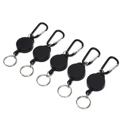 Mini telescopische sleutelhanger - oprolbaar trekkoord - met karabijnhaak - 5 stuksSleutelhangers