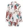 Modieuze tweedelig jumpsuit - met ritssluiting - top met lange mouwen / shorts - vlinders / letters / blaadjes bedruktJumpsuits