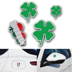 Aluminum car / motorcycle sticker - four leaf lucky cloverStickers