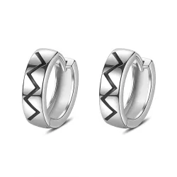 Modieuze kleine ronde oorbellen - met zwart patroon - 925 sterling zilverOorbellen