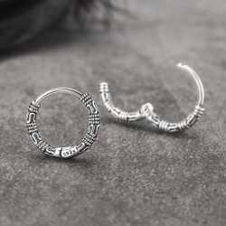 Vintage round earrings with snake pattern - 925 sterling silverEarrings