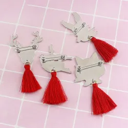 Vintage brooch with tassels - rabbit / foxBrooches