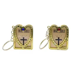 Mini Heilige Bijbel - Kruis - hart - kristal - sleutelhangerSleutelhangers