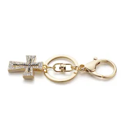 Sleutelhanger met een kristallen kruisSleutelhangers