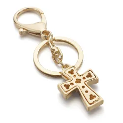 Sleutelhanger met een kristallen kruisSleutelhangers