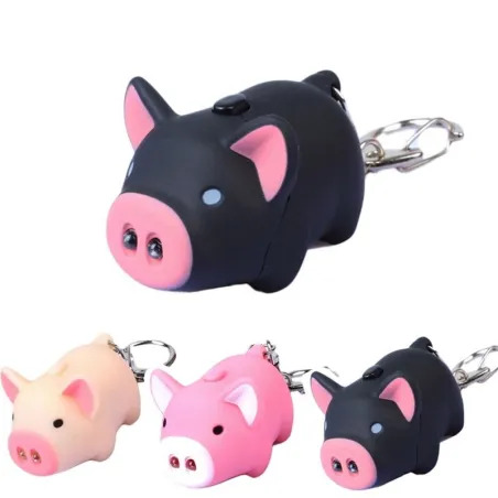 Mini varkentje met sleutelhanger - lichtgevend - met geluid / LEDSleutelhangers