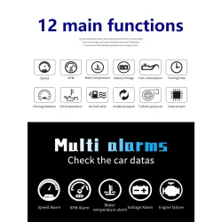 OBDSPACE P10 - auto boordcomputer - OBD2 scanner - digitaal - snelheids-/brandstofverbruik-/temperatuurmeterDiagnose