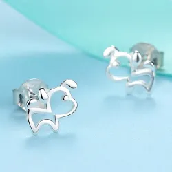 Oorhangers in de vorm van een kleine hond - 925 sterling zilverOorbellen