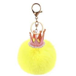 Plush ball pendant with glitter crown / pearls - keychainKeyrings