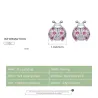 Earrings with ladybug - pink zirconia - 925 sterling silverEarrings