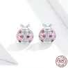Earrings with ladybug - pink zirconia - 925 sterling silverEarrings