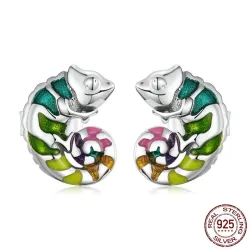 Fijne oorbellen met mini kameleon - 925 sterling zilverOorbellen