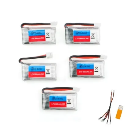 Eachine E011 - 3.7V - 260MAH - 30C battery / USB charger - 5 piecesBatteries