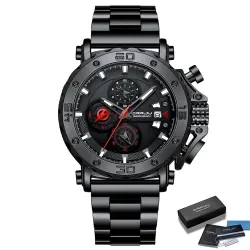 CRRJU - luxe herenhorloge - grote wijzerplaat - waterdicht - roestvrij staalHorloges