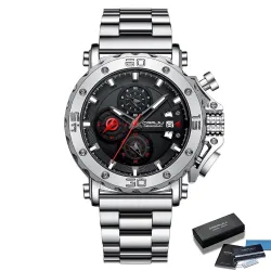 CRRJU - luxe herenhorloge - grote wijzerplaat - waterdicht - roestvrij staalHorloges