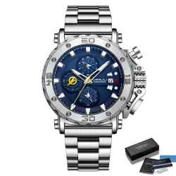 CRRJU - luxe herenhorloge - grote wijzerplaat - waterdicht - roestvrij staalHorloges