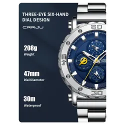CRRJU - luxe herenhorloge - grote wijzerplaat - waterdicht - roestvrij staalHorloges