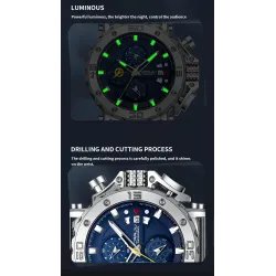 CRRJU - luxe herenhorloge - grote wijzerplaat - waterdicht - roestvrij staalHorloges