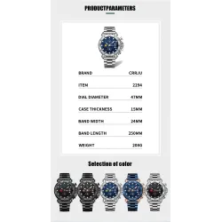 CRRJU - luxe herenhorloge - grote wijzerplaat - waterdicht - roestvrij staalHorloges