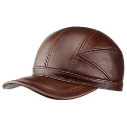 Fashionable vintage baseball cap - genuine leather - unisexHats & Caps