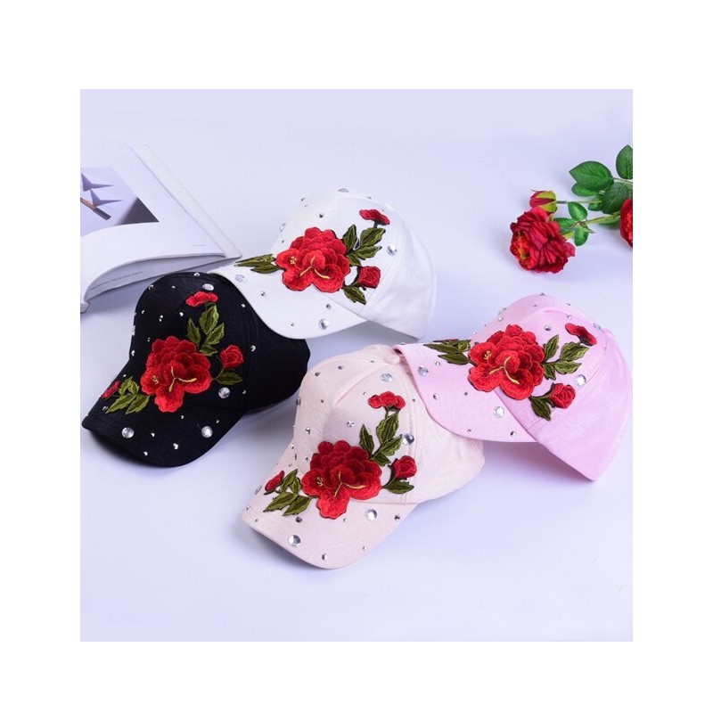 Fashionable baseball cap - with embroidered roses / crystals / studsHats & Caps