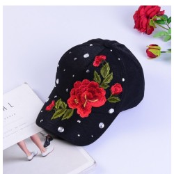 Fashionable baseball cap - with embroidered roses / crystals / studsHats & Caps