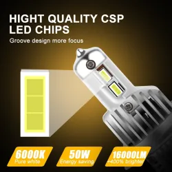 Auto / motor LED lamp - 6000K - CSP chip - H1 / H3 / H7 / H11 / H4/9003/HB2 Hi/Lo / 9006/HB4 - 2 stuksH1