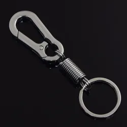 Metalen sleutelhanger - met veer / gesp - roestvrij staal - 10.5cmSleutelhangers