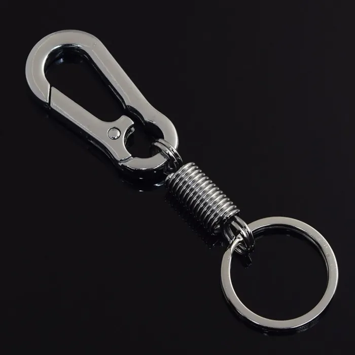 Metalen sleutelhanger - met veer / gesp - roestvrij staal - 10.5cmSleutelhangers