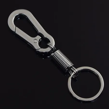 Metalen sleutelhanger - met veer / gesp - roestvrij staal - 10.5cmSleutelhangers