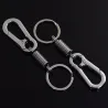 Metalen sleutelhanger - met veer / gesp - roestvrij staal - 10.5cmSleutelhangers