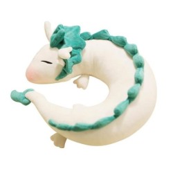 White / green dragon shaped pillow - plush toy