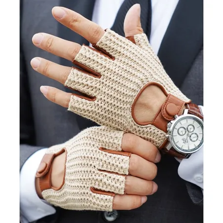 Luxe schapenvachthandschoenen - gebreid - halve vingers designHandschoenen