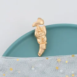 Retro golden brooch - asymmetric abstractBrooches