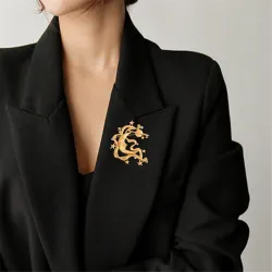 Retro mat gouden broche - abstracte rechthoekige vormBroches