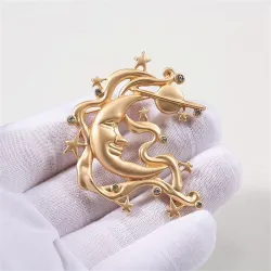 Retro mat gouden broche - abstracte rechthoekige vormBroches