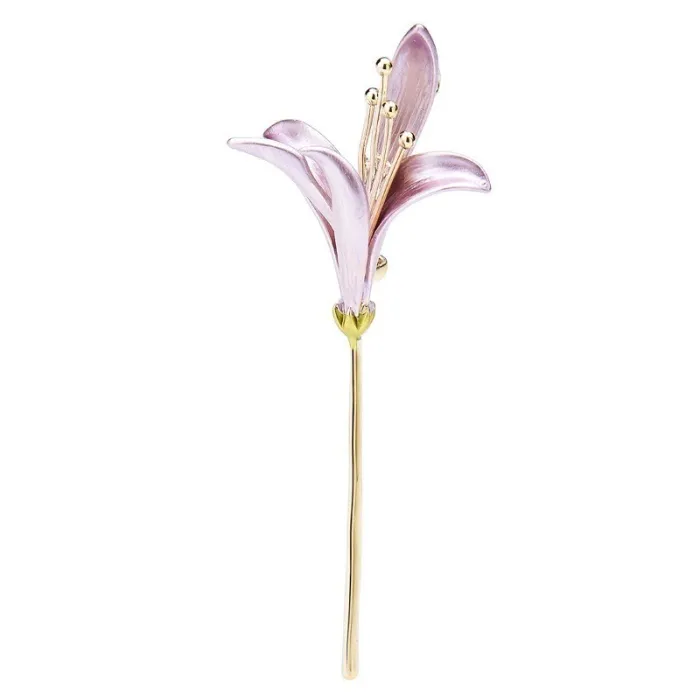 Elegante broche met leliebloemBroches