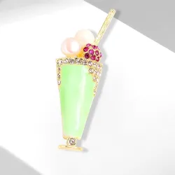 Broche in de vorm van een ijsje - met parels/kristallenBroches