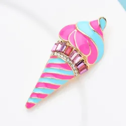 Roze streep ijsvormige broche - met kristallenBroches