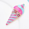 Pink stripe ice cream shaped brooch - with crystalsBrooches