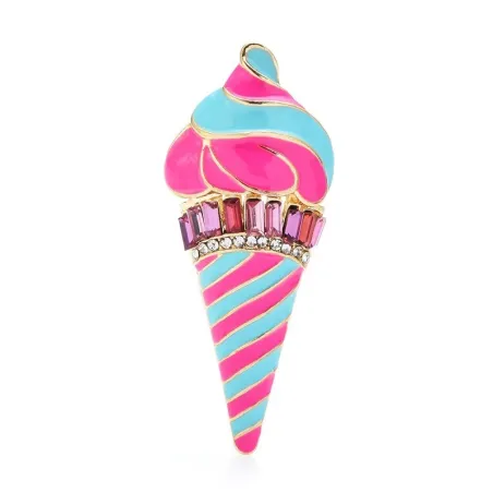 Roze streep ijsvormige broche - met kristallenBroches