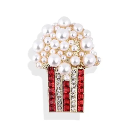 Parelpopcorn broche - met strass steentjesBroches