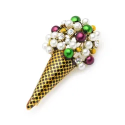 Broche in de vorm van een ijsje - met kleurrijke parels/kristallenBroches