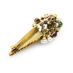 Broche in de vorm van een ijsje - met kleurrijke parels/kristallenBroches