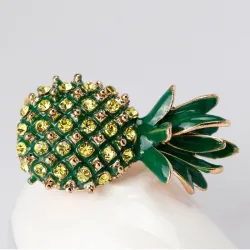 Elegante broche met groene kristalananasBroches